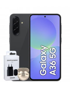 SAMSUNG GALAXY A36 5G A366B/DS + FREE SAMSUNG 25W FAST CHARGER ADAPTER + COVER + GLASS SCREEN & LDNIO BT EAR BUDS 