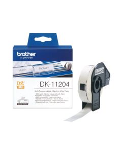 GENUINE BROTHER DK-11204 LABEL ROLL – Black on White, 17mm x 54mm