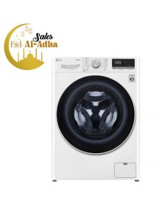 LG 9KG FRONT LOAD WASHING MACHINE, AI DIRECT DRIVE MOTOR, STEAM, WHITE COLOR 