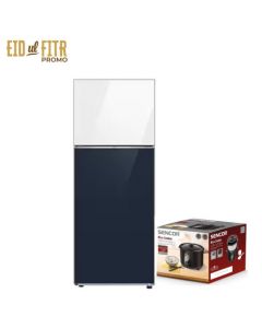 Samsung 460L Top Mount Freezer Refrigerator with Bespoke Design - WHITE + NAVY + FREE SENCOR RICE COOKER
