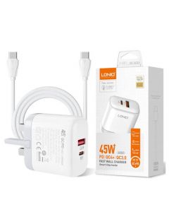 LDNIO A2526C FAST WALL CHARGER 45W USB-C TO USB-C